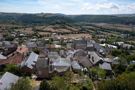 Foto de Architecture and landscape of Aveyron in France, with stone houses - Imagen libre de derechos
