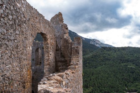 Cathar castle at the top of a mountain in the south of France