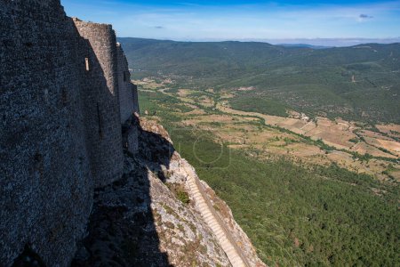 Valley and town of Duilhac-sous-Peyrepertuse in Languedoc, France