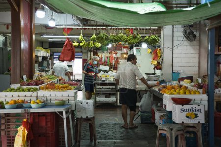 Photo for Singapore - September 28, 2022: Fruit stall in Khatib Central market in HDB block 848 Yishun Ring Road. - Royalty Free Image