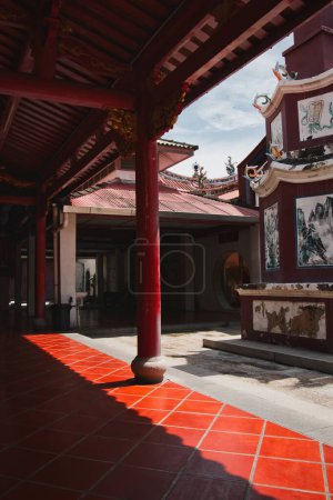 Courtyard inside a chinese temple in Penang, Malaysia. Moody feel.
