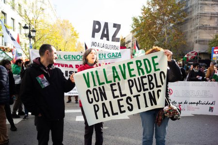 Photo for Protests during a rally in support of Palestinians in Madrid on December 2, 2023 after the Palestinian militant group Hamas launched an attack on Israel. Israel, - Royalty Free Image