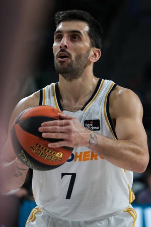 Photo for Facundo Campazzo  of Real Madrid during ACB League match between Real Madrid and Dreamland Gran Canaria at WiZink Center on December 10, 2023 in Madrid, Spain - Royalty Free Image