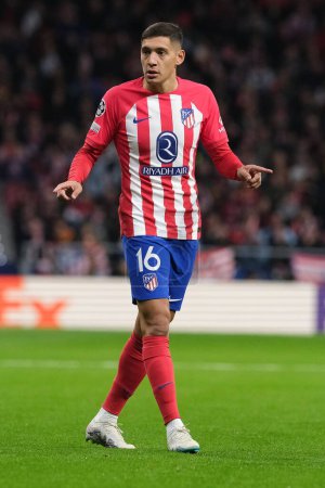 Photo for Nahuel Molina  of Atletico de Madrid during the UEFA Champions League At Madrid and SS Lazio  Mertropolitano Stadium on Dec 13, 2023 in Madrid, Spain. - Royalty Free Image