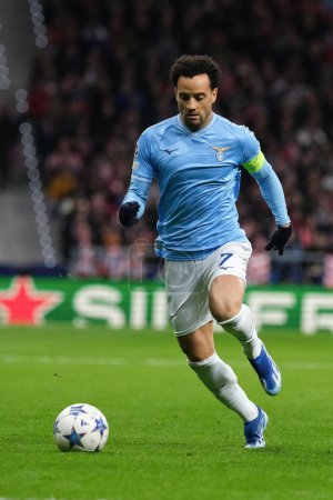 Photo for Felipe Anderson  of SS Lazio during the UEFA Champions League Atletico de Madrid and SS Lazio  Mertropolitano Stadium on Dec 13, 2023 in Madrid, Spain. - Royalty Free Image