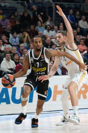 Photo for J. Bolomboy   of Partizan Mozzart Bet Belgrade iduring the Turkish Airlines EuroLeague between Real Madrid and Partizan Belgrade at WiZink on Dec 21 2023 Madrid Spain - Royalty Free Image