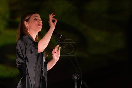 Photo for The Portuguese fadista Katia Guerreiro performs during the concert at the Church of Our Lady of Guadalupe in Madrid. November 28, 2023 Spain - Royalty Free Image