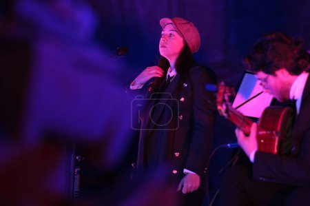 Photo for Flamenco singer Sandra Carrasco performs during the concert at the Church of Our Lady of Guadalupe in Madrid, December 29, 2023, Spain - Royalty Free Image
