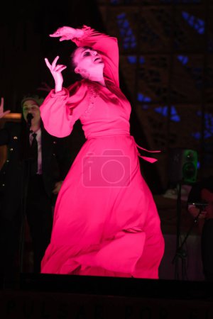Photo for Flamenco dancer Carmen Talegona performs during Sandra Carrasco's concert at the Church of Our Lady of Guadalupe in Madrid, December 29, 2023, Spain - Royalty Free Image