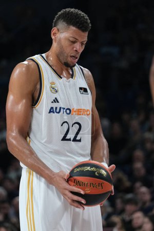 Photo for Edy Tavares  of Real Madrid during ACB League match between Real Madrid and Valencia st WiZink Center on december 31, 2023 in Madrid, Spain. - Royalty Free Image