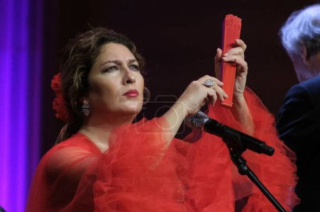 Photo for Flamenco singer Estrella Morente performs during the concert with the Madrid Symphony Band at the Teatro Real, January 5, 2024 Spain - Royalty Free Image