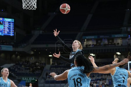 Photo for Player of Movistar Estudiantes in action during the liga Endesa Femeninah between Movistar Estudiantes Femenino VS Celta Zorka  at WiZink Center. Madrid January 7, 2024 Spain - Royalty Free Image
