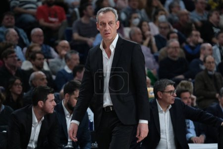 Photo for Coach Kattash Oded of Maccabi Tel Aviv during the Turkish Airlines EuroLeague  match between Real Madrid and Maccabi Tel Aviv at WiZink  on January 30, 2024 in Madrid, Spain. - Royalty Free Image