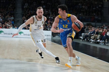 Photo for Dibartolomeo John  of Maccabi Tel Aviv during the Turkish Airlines EuroLeague  match between Real Madrid and Maccabi Tel Aviv at WiZink  on January 30, 2024 in Madrid, Spain. - Royalty Free Image