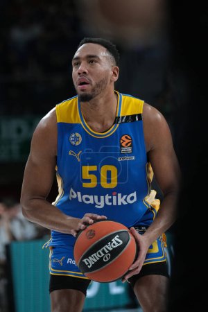 Photo for Colson Bonzie  of Maccabi Tel Aviv during the Turkish Airlines EuroLeague  match between Real Madrid and Maccabi Tel Aviv at WiZink  on January 30, 2024 in Madrid, Spain. - Royalty Free Image