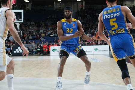 Photo for Nebo Josh  of Maccabi Tel Aviv during the Turkish Airlines EuroLeague  match between Real Madrid and Maccabi Tel Aviv at WiZink  on January 30, 2024 in Madrid, Spain. - Royalty Free Image