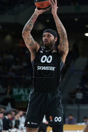 Photo for Scott Mike   of LDLC Asvel Villeurbanne during the Turkish Airlines EuroLeague  match between Real Madrid and LDLC Asvel  at WiZink  on February 01, 2024 in Madrid, Spain. - Royalty Free Image