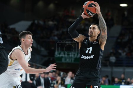 Photo for Jackson Edwin   of LDLC Asvel Villeurbanne during the Turkish Airlines EuroLeague  match between Real Madrid and LDLC Asvel  at WiZink  on February 01, 2024 in Madrid, Spain. - Royalty Free Image
