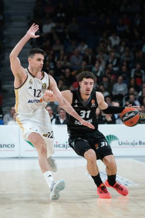 Photo for Yaacov Noah   of LDLC Asvel Villeurbanne during the Turkish Airlines EuroLeague  match between Real Madrid and LDLC Asvel  at WiZink  on February 01, 2024 in Madrid, Spain. - Royalty Free Image