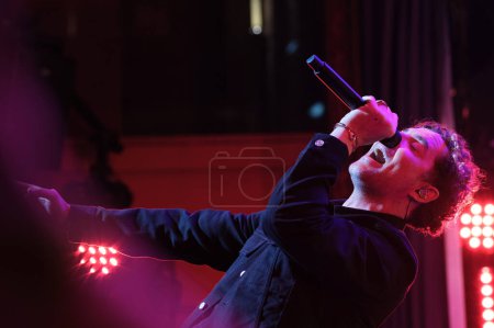 Photo for David Bisbal performs on stage during the "Los40 Basico Santander" David Bisbal concert at the Eslava Theater on February 07, 2024 in Madrid, Spain. - Royalty Free Image