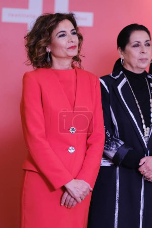 Foto de María Jesús Montero en la ceremonia de entrega del Fondo Conmemorativo Enrique Morente al Instituto Cervantes, el 28 de febrero de 2024 en Madrid, España. - Imagen libre de derechos