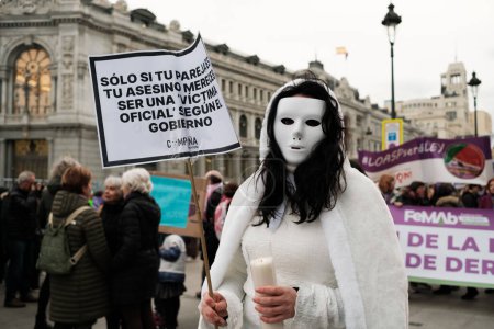 Photo for Several women protest during the 8M demonstration on International Women's Day, in Plaza de Cibeles in Madrid on March 8, 2024, Spain - Royalty Free Image