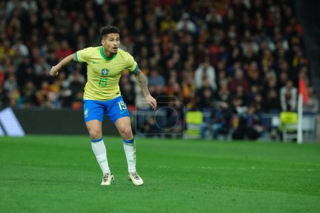 Photo for Joao Gomes   of Brazil during the friendly match between Spain and Brazil at Santiago Bernabeu Stadium in Madrid on March 26  Spain - Royalty Free Image