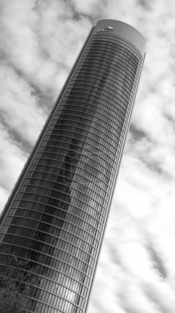 Photo for View of the PwCl Tower on Paseo de la Castellana in Madrid, in the financial complex of the 4 towers. in Spain - Royalty Free Image
