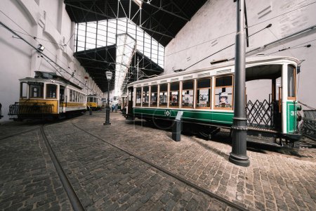 Photo for Porto Tram Museum . Museu do Carro Elctrico. A former electricity station that houses a museum dedicated to the history of trams in Porto. April 2 2024 Portugal - Royalty Free Image