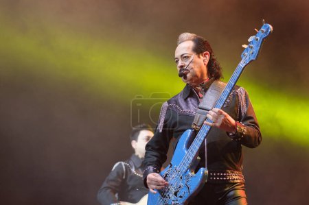 Photo for Musical group Los Tigres Del Norte perform during concert at the WizCenter in Madrid, April 4, 2024, Spain - Royalty Free Image