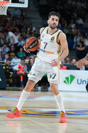 Photo for Facundo Campazzo  of Real Madrid during the Turkish Airlines EuroLeague  match between Real Madrid and Baskonia Vitoria Gasteiz at WiZink Center on April 5 2024 in Madrid Spain - Royalty Free Image