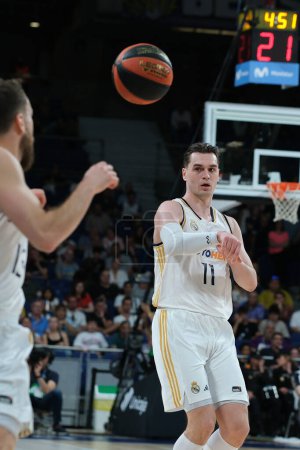 Photo for Mario Hezonja  of Real Madrid during ACB Liga Endesa Basketball match between Real Madrid and Joventut Badalona at WiZink Center on April 14, 2024 in Madrid, Spain. - Royalty Free Image