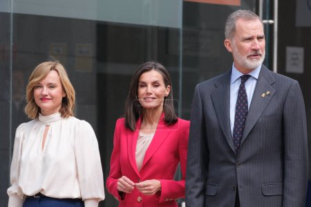 Téléchargez les photos : Le Roi Felipe VI d'Espagne et la Reine Letizia d'Espagne assistent à un acte commémoratif pour la participation espagnole aux Jeux Olympiques de Barcelone 1992 au Conseil de l'Europe le 26 avril 2024 à Madrid, Espagne. - en image libre de droit