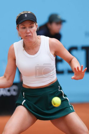 Photo for US Danielle Collins  during the third round of the 2024 WTA Tour Madrid Open tournament tennis match against Jacqueline Cristian at Caja Magica in Madrid on April 28, 2024 Spain - Royalty Free Image