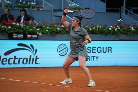 Photo for Ons Jabeur against  Madison Keys  during their women Round of 8 match on day eight of the Mutua Madrid Open at La Caja Magica on April 30, 2024 in Madrid, Spain. - Royalty Free Image