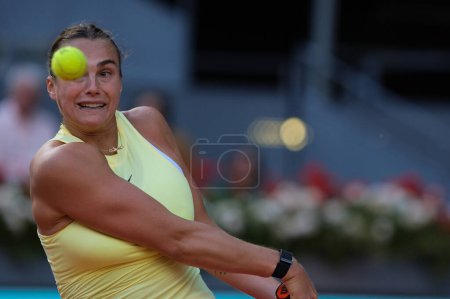 Photo for Aryna Sabalenka during the Women's Singles Final match against Iga Swiatek  on Day Twelve of Mutua Madrid Open at La Caja Magica on May 04, 2024 in Madrid, Spain. - Royalty Free Image