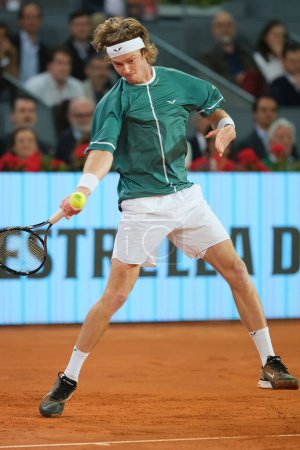 Photo for Andrey Rublev  against Felix Auger Aliassime of Canada during the Men's Singles Final match on Day Thirteen of the Mutua Madrid Open at La Caja Magica on May 05, 2024 in Madrid, Spai - Royalty Free Image