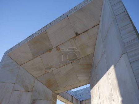 Photo for Monument to the Constitution of 1978. Understood as a tesseract, its author is the architect Miguel ngel Ruiz Larrea. Madrid May 6, 2024 Spain - Royalty Free Image