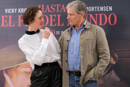 Photo for Actress Vicky Krieps and actor Viggo Mortensen during a photocall for the new film 'Until the End of the World' at Hotel Urso on May 8, 2024 in Madrid, Spain. - Royalty Free Image