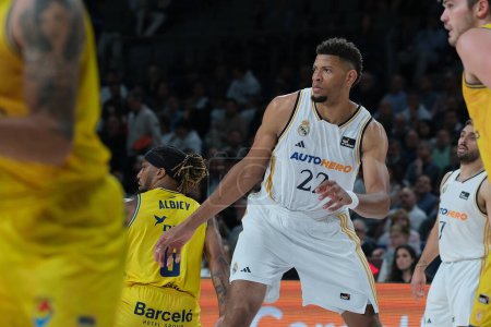 Photo for Edy Tavares   of Real Madrid  during 1st match of Quarter Finals of Liga Endesa ACB between Real Madrid and Gran Canaria at WiZink Center on May 15, 2024 in Madrid Spain - Royalty Free Image