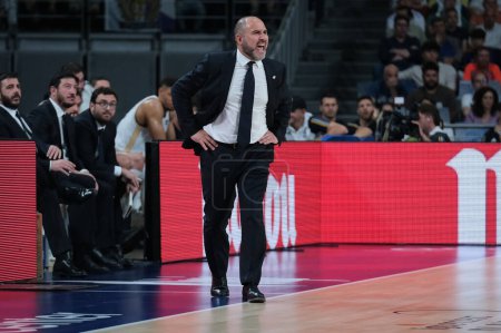 Photo for Coach Chus Mateo of Real Madrid l during the Spanish League Liga ACB  Semifinal match, between Real Madrid and FC Barcelona at Wizink on May 29, 2024 in Madrid, Spain. - Royalty Free Image
