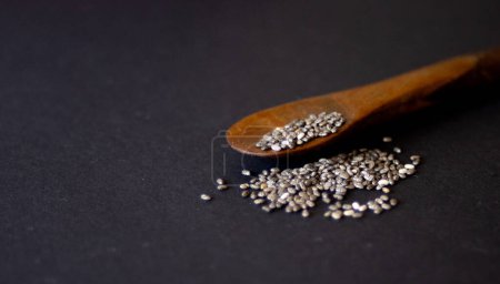 Seeds of chia, source of vitamins and omega-3.Close-up photo.Isolated. Copy space.