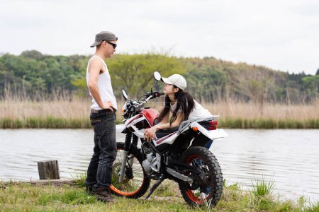 Photo for Off road bike and couple - Royalty Free Image