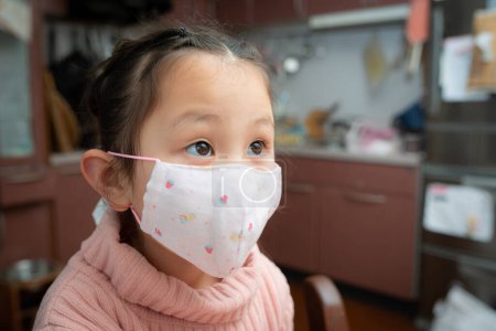 Girl wearing a medical mask