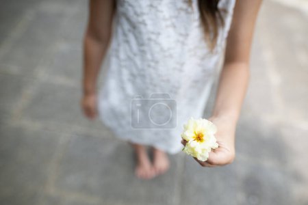 Téléchargez les photos : Enfant pour tenir la fleur colorée - en image libre de droit
