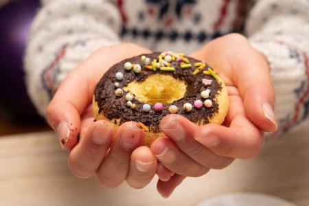 Photo for A child who makes donut - Royalty Free Image