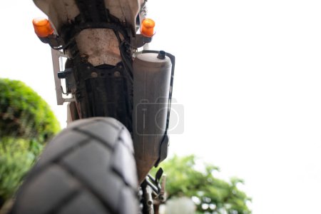 Photo for Dirty off road motorcycle muffler - Royalty Free Image