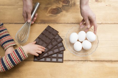 chocolate and eggs for baking