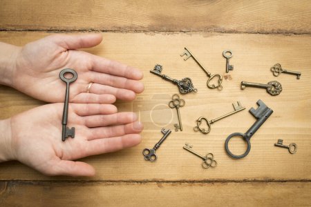 Photo for Hands with an old keys - Royalty Free Image