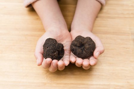 Téléchargez les photos : Mains d'enfant aux truffes - en image libre de droit